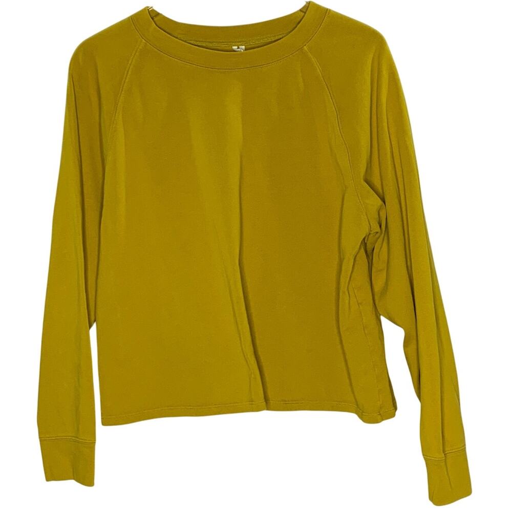 Anthropologie M Yellow Crew Neck Sweatshirt Boxy Fit 100% Cotton Marigold